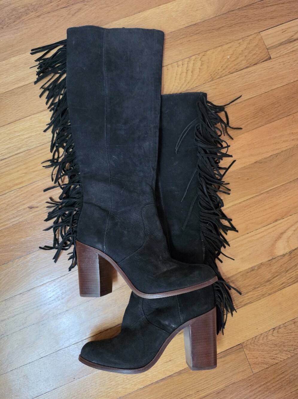Gianni Bini Black Suede Fringe Boots